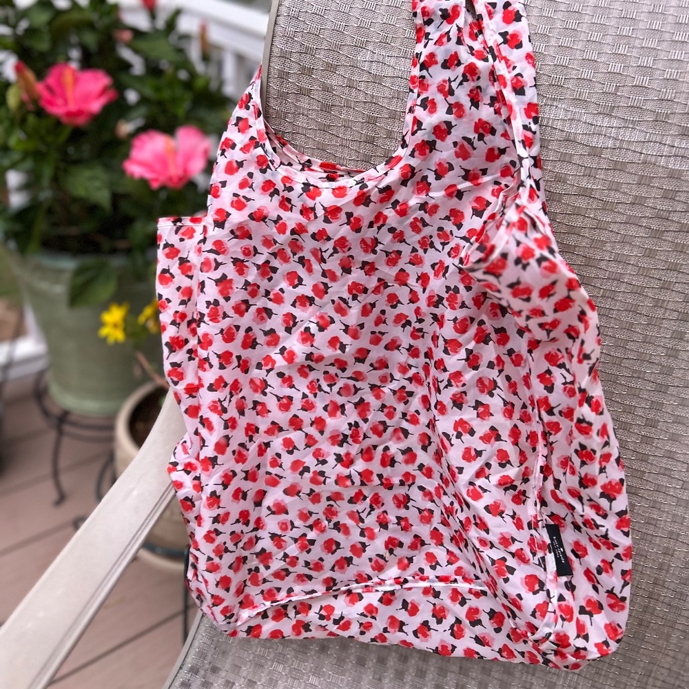 Kate Spade New York Red Roses Reusable Nylon Market Tote Bag